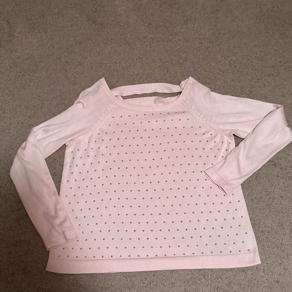 J.Lo Women's Crew Neck Sequins Accent Long Sleeve Sweater XL Knit Light Pink - Picture 10 of 11